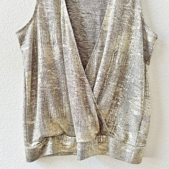 Anthropologie Gold Sabrina Shimmer Wrap Top Size Size XL - Picture 5 of 7